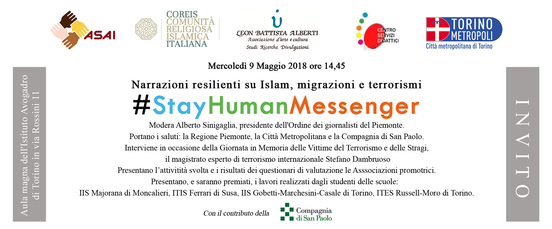 Invito 9 maggio 2018 #StayHumanMassenger